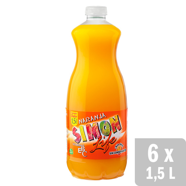 SIMON LIFE NARANJA PET 1.5L X 6