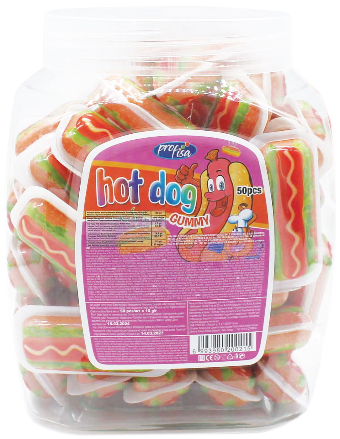 HOT DOG GUMMY 12X50X10GRS